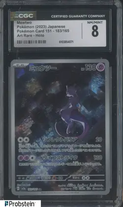 2023 Pokemon Japanese Card 151 #183/165 Mewtwo Holo CGC 8 NM-MT - Image 1