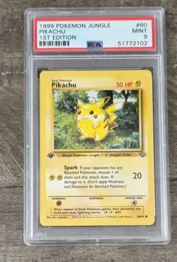 Pokemon Card 60/64 Pikachu 1st Edition Jungle English - PSA 9 NEW CERT - Image 1