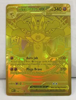Mega Lucario ex Pokemon TCG Card ME01 Mega Evolution #188/132 Hyper Rare NM - Image 1