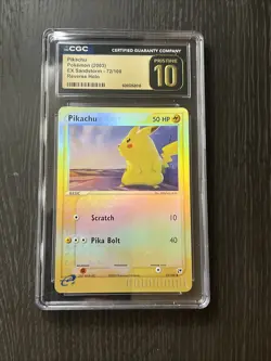 CGC 10 Pristine Pop 2 Pikachu 2003 EX Sandstorm 72/100 Reverse Holo Pokemon Card - Image 1