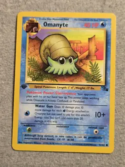 Omanyte - 52/62 Fossil Set - Common Pokemon Card 1st edition WOTC - Image 1