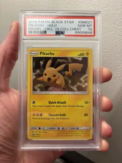 2019 POKEMON SM BLACK STAR PROMO FALL 2019 COLLECTOR CHEST PIKACHU-HOLO PSA 10 - Image 1