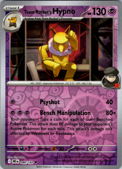 Team Rocket's Hypno 080/182 Pokemon Destined Rivals SV Reverse Holo Uncommon NM - Image 1