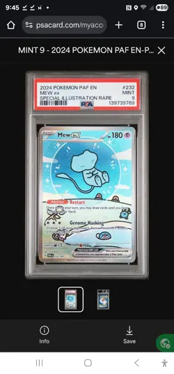 Pokemon Mew EX 'Bubble Mew' Sir 232/091 Paldean Fates English TAG 9 - Image 1