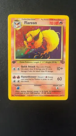 1st Edition 1999 Flareon Pokemon Jungle Holo Rare 3/64 LP - Image 1