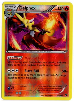 Pokemon Delphox 26/146 XY Base Set Reverse Holo Rare LP - Image 1