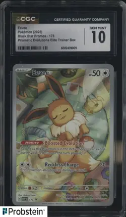 2025 Pokemon Black Star Promos #173 Eevee Prismatic Evolutions ETB CGC 10 - Image 1