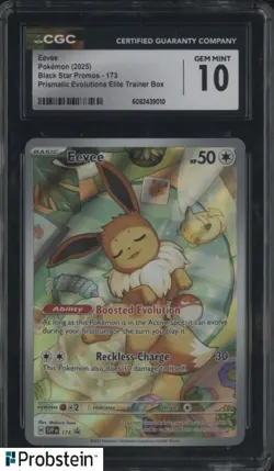 2025 Pokemon Black Star Promos #173 Eevee Prismatic Evolutions ETB CGC 10 - Image 1