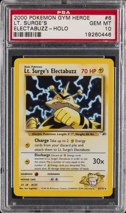 2000 POKEMON GYM HEROES HOLO #6 LT. SURGE'S ELECTABUZZ PSA 10 - Image 1