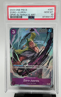 OP05-067 One Piece CCG ZORO- JUUROU Awakening of the New Era Alt Art PSA 10 - Image 3