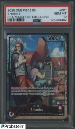 2025 One Piece En PSA Magazine Exclusive #001 Shanks PSA 10 GEM MINT - Image 1