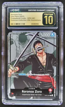 2022 ONE PIECE CCG RORONOA ZORO MANGA ALT AT OP01-001 CGC 10 PRISTINE E PT - Image 1