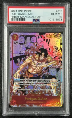PORTGAS D. ACE PSA 10 2024 ONE PIECE PRB01 EN #013 OP02-013 MANGA ALTERNATE ART - Image 1