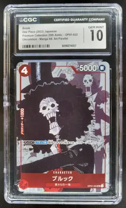 2022 ONE PIECE CCG JAPANESE BROOK MANGA ALT ART OP01-022 CGC 10 E PT - Image 1
