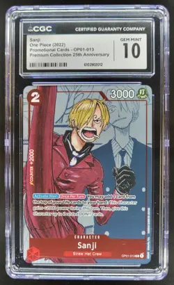 2022 ONE PIECE CCG SANJI PROMO 25TH OP01-013 CGC 10 D PT - Image 1