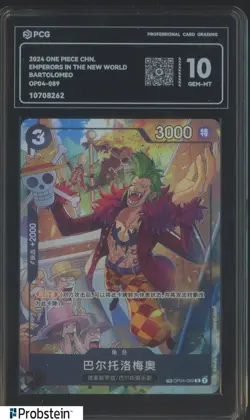 2024 One Piece Chinese Emperors in New World #OP04-089 Bartolomeo PCG 10 GEM MT - Image 1