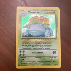 Pokemon TCG Venusaur Base Set Holo Unlimited Rare Card 15/102 LP/MP WOTC #C - Image 1