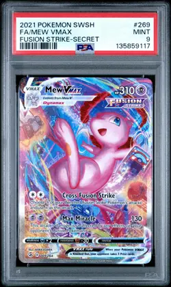 2021 POKEMON SWORD & SHIELD FUSION STRIKE SECRET #269 FULL ART/MEW VMAX PSA 9 - Image 1