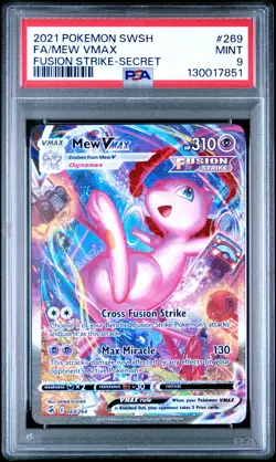 2021 POKEMON SWORD & SHIELD FUSION STRIKE SECRET #269 FULL ART/MEW VMAX PSA 9 - Image 1