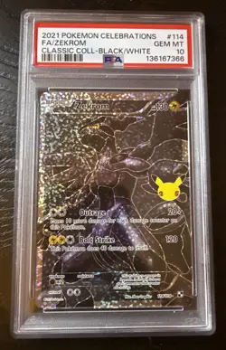 2021 Pokemon Celebrations #114 Classic Zekrom Full Art Holo Card PSA 10 Gem Mint - Image 1