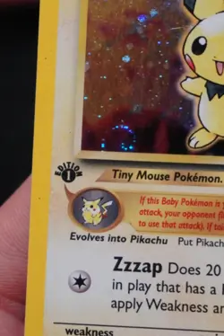 LP 1st Edition SWIRL Pichu Neo Genesis Holo Rare Pokemon Card TCG WOTC UK 12/111 - Image 2