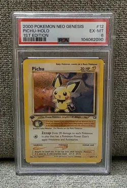PSA 6 EX-MT Pichu Neo Genesis Holo 1st Edition Pokemon Card 12/111 - Image 1
