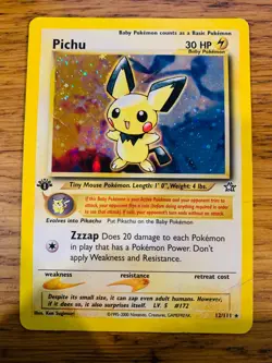 1st Edition Pichu (12/111) Holo Neo Genesis Set Pokemon Card! FREE P&P! - Image 2