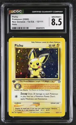 CGC 8.5 Pichu Neo Genesis 1st Edition 12/111 Holo Pokemon Card - Image 1