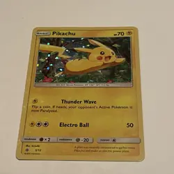 2016 Pokemon Pikachu TCG Holo Card McDonald's Promo 5/12 Played - Image 1