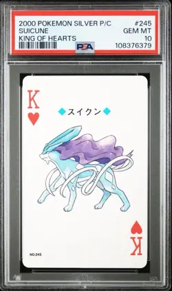 2000 POKEMON SILVER VERSION PLAYING CARDS 245 SUICUNE KING OF HEARTS PSA10 - Image 1