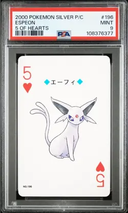 Espeon 2000 Pokemon Silver Version Playing Cards #196A 5 Of Hearts PSA 9 - Image 1