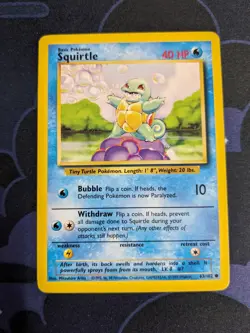 Squirtle 63/102 Base Set Pokemon Card TCG WOTC Pokemon Trading Card Game NM - Image 1