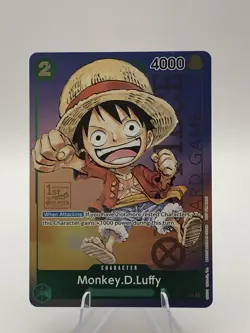 Monkey D Luffy P-037 1st Anniversary Tournament STAMP Promo Holo One Piece Card - Image 3
