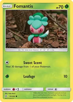 Fomantis 15/236 Non Holo SM - Unified Minds Yuka Morii Pokemon Card - Image 1