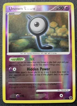 Unown L 91/106 Common Reverse Holo Card Diamond & Pearl MP / HP Print Line Error - Image 1