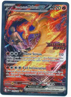 2025 POKEMON DESTINED RIVALS STAMPED PROMO CARD TEAM ROCKET'S MOLTRES EX #229 - Image 1