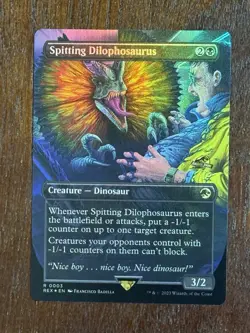 Magic The Gathering Spitting Dilophosaurus (Borderless) Foil Jurassic World - Image 1