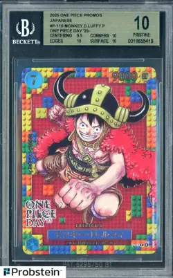 2025 One Piece Day '25 Promos JPN P-110 Monkey D. Luffy BGS 10 Pristine - Image 1