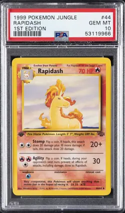 1999 POKEMON JUNGLE 1ST EDITION #44 RAPIDASH PSA 10 - Image 1