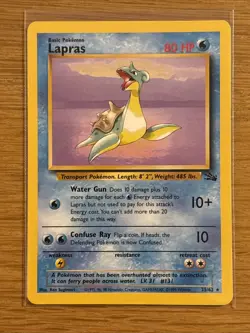 Pokemon TCG Lapras 25/62 Fossil Unlimited Non-Holo Rare WOTC Vintage LP - Image 1