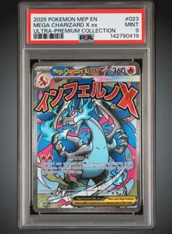 2025 POKEMON ULTRA-PREMIUM COLLECTION PROMO #023 MEGA CHARIZARD X EX PSA 9 - Image 1