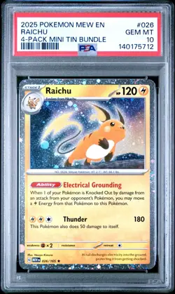 PSA 10 Raichu 026/165 Cosmos Holo 151 Sam's Club Exclusive Promo Pokemon Low Pop - Image 1