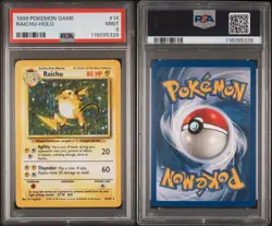 PSA 9 MINT 1999 Pokemon Base Set Unlimited Raichu Holo #14 - Image 3
