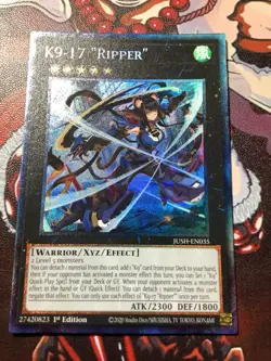 Yugioh K9-17 “Ripper” JUSH-EN035 Collector's Rare 1st Edition NM - Image 2
