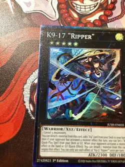 Yugioh K9-17 “Ripper” JUSH-EN035 Collector's Rare 1st Edition NM - Image 3