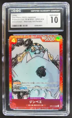 2023 ONE PIECE CCG JAPANESE JINBE FILM RED ALT ART OP01-014 CGC 10 D PT - Image 1