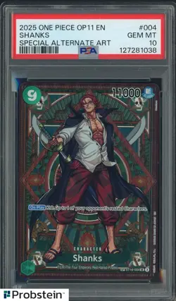 2024 One Piece OP11 EN Shanks Special Alternate Art #004 PSA 10 GEM MINT - Image 1