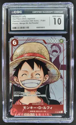 2022 ONE PIECE CCG JAPANESE MONKEY D. LUFFY MANGA ALT ART P-001 CGC 10 C PT - Image 1