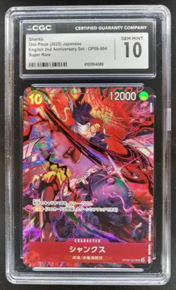 2025 ONE PIECE CCG JAPANESE SHANKS SUPER RARE OP09-004 CGC 10 D PT - Image 1