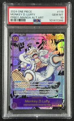 MONKEY D. LUFFY PSA 10 2024 ONE PIECE PRB01 EN #119 OP05-119 MANGA ALTERNATE ART - Image 1